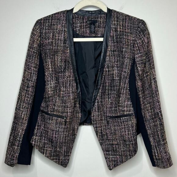 Lane Bryant Jackets & Blazers - Lane Bryant Open Front Jacket Blazer Size 24 Vegan Leather Trim